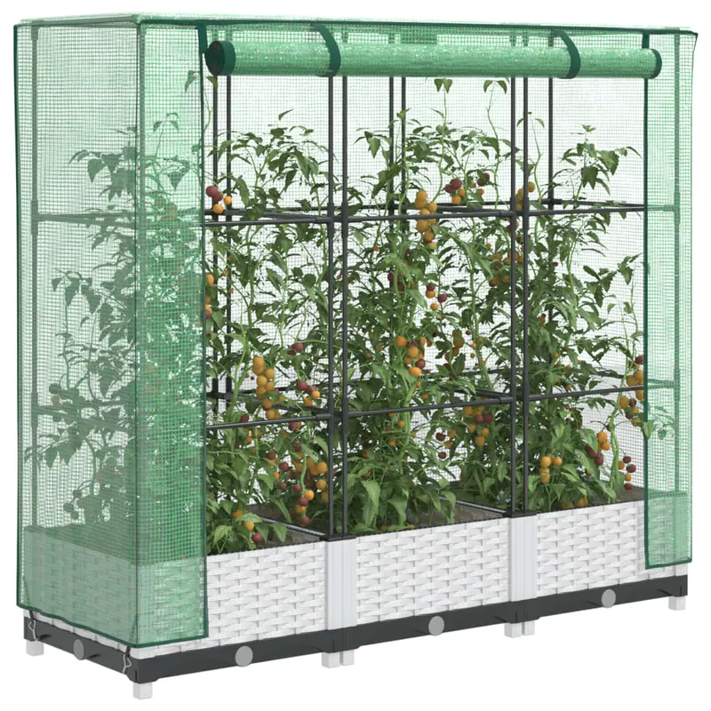 strat inaltat cu husa de sera, aspect ratan, 120x40x123 cm