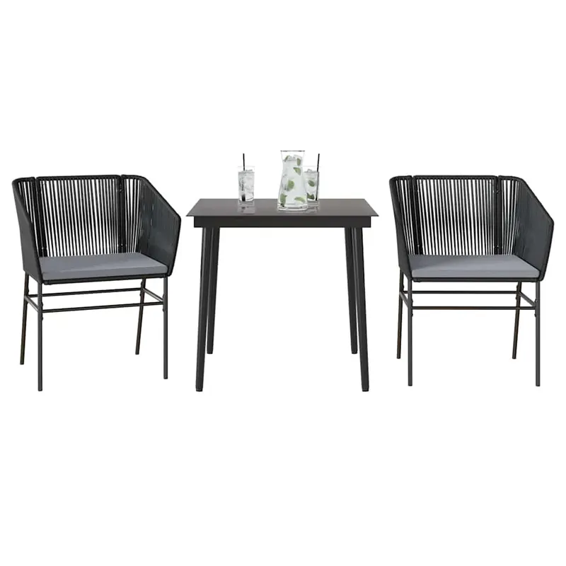 set de sufragerie de gradina 3 piese neagra