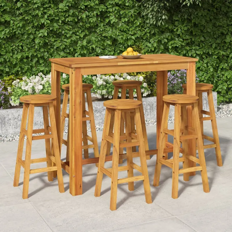 set bar de gradina, 7 piese, lemn masiv de acacia