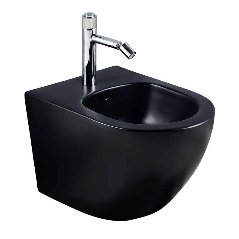 Bideu suspendat Fluminia Ricci, fixare ascunsa, 36x49cm, montaj suspendat, negru mat