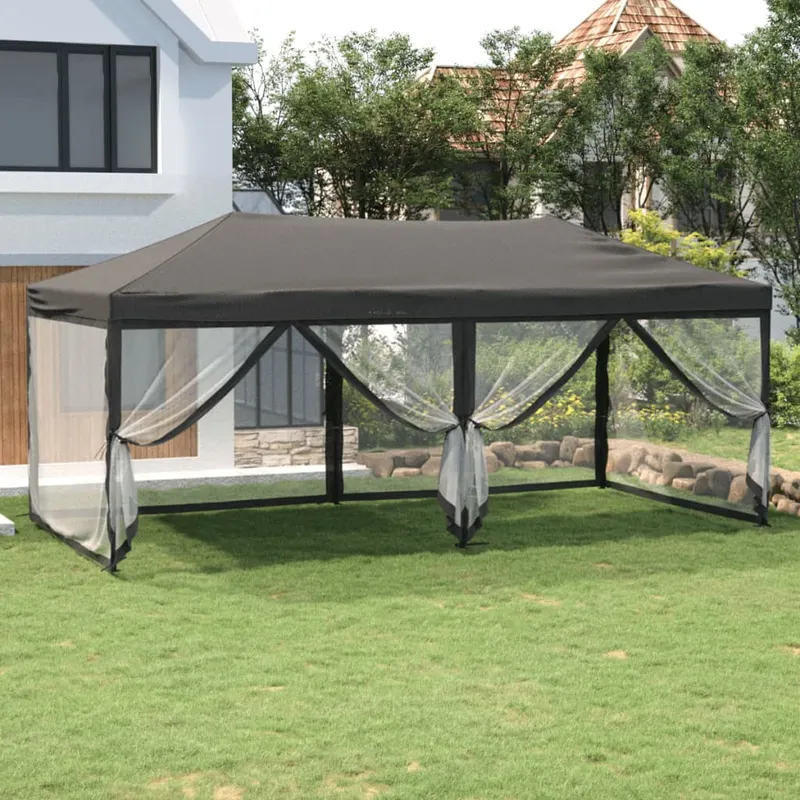 cort pliabil pentru petrecere, pereti laterali, antracit, 3x6 m