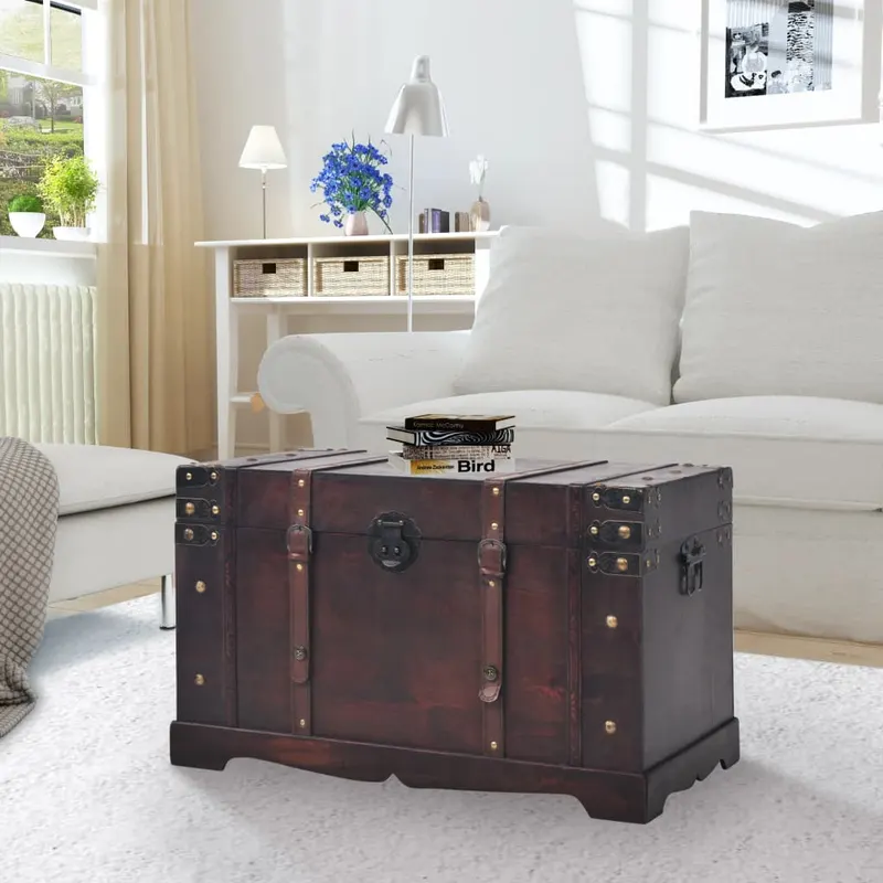 cufar vintage din lemn, 66 x 38 x 40 cm
