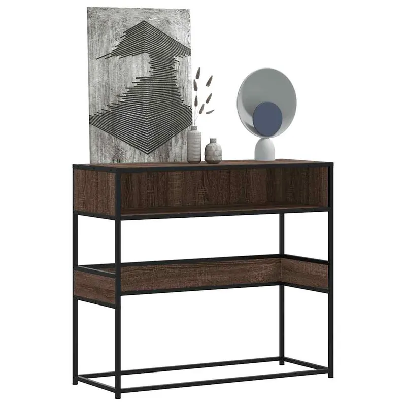 masuta consola, stejar maro, 90x35x80 cm, lemn prelucrat