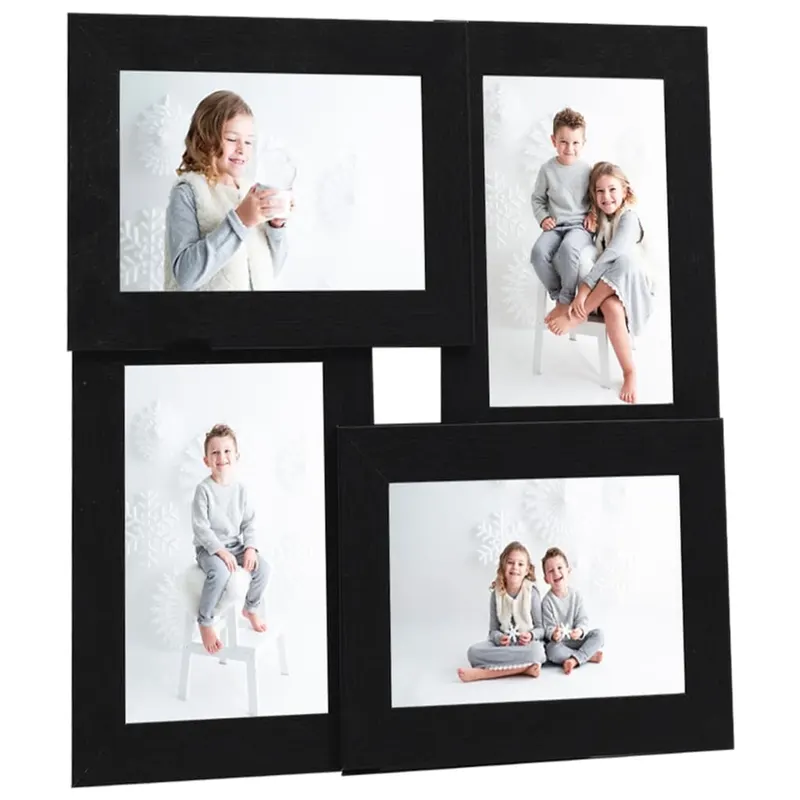 rama foto colaj, negru, 4x (10x15 cm) foto, mdf