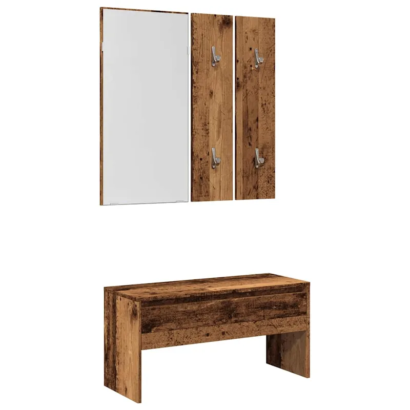 set de mobilier pentru hol lemn vechi din lemn prelucrat
