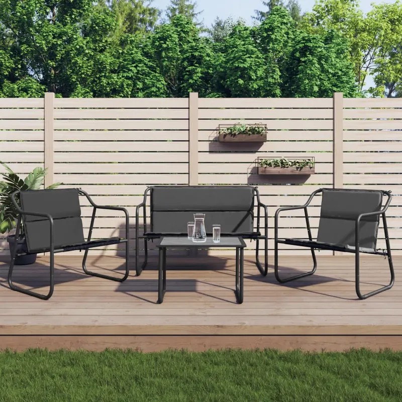 set mobilier de gradina, cu perne, antracit, 4 piese, otel