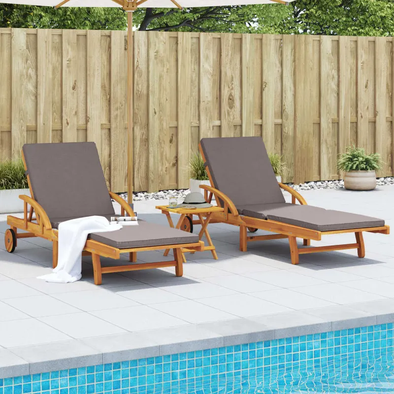 sezlonguri 2 buc. cu perne 200x68x83 cm lemn masiv de acacia