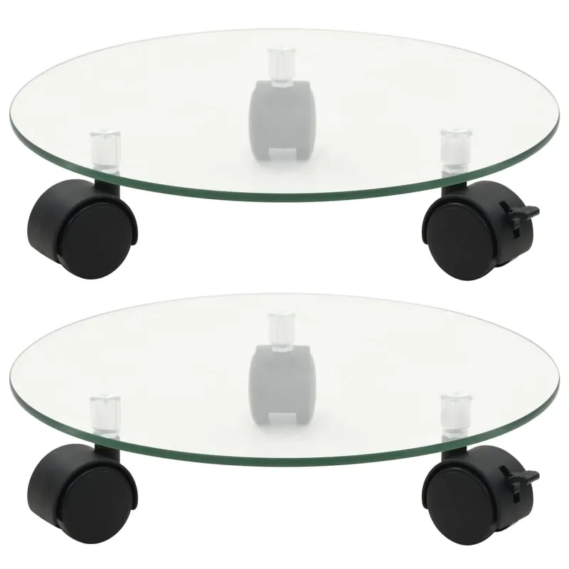 suport cu role pentru plante, 2 buc., 28 cm, sticla, rotund