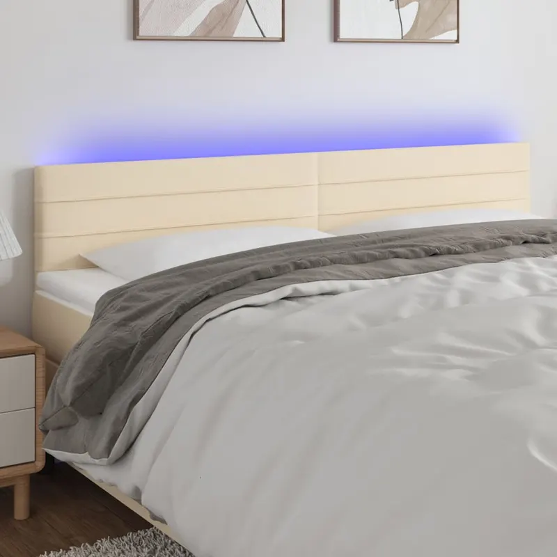 tablie de pat cu led, crem, 160x5x78/88 cm, textil