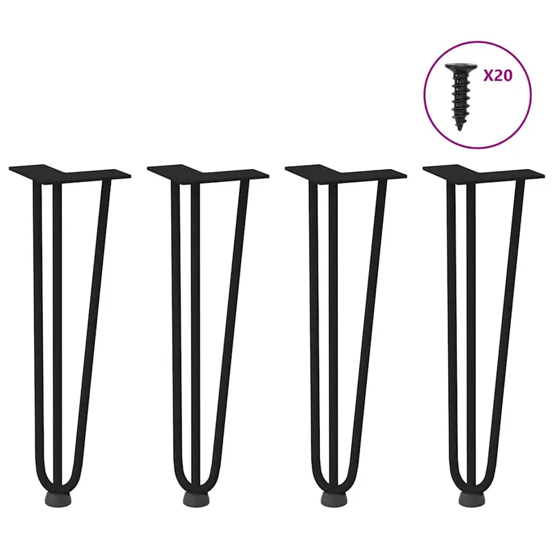 picioare de masa in ac de par 4 buc negru 42 cm otel masiv