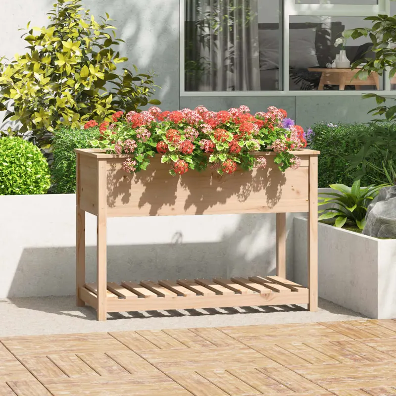jardiniera cu raft, 111,5x54x81 cm, lemn masiv de pin