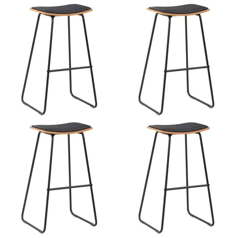 scaune de bar, 4 buc., negru, piele ecologica