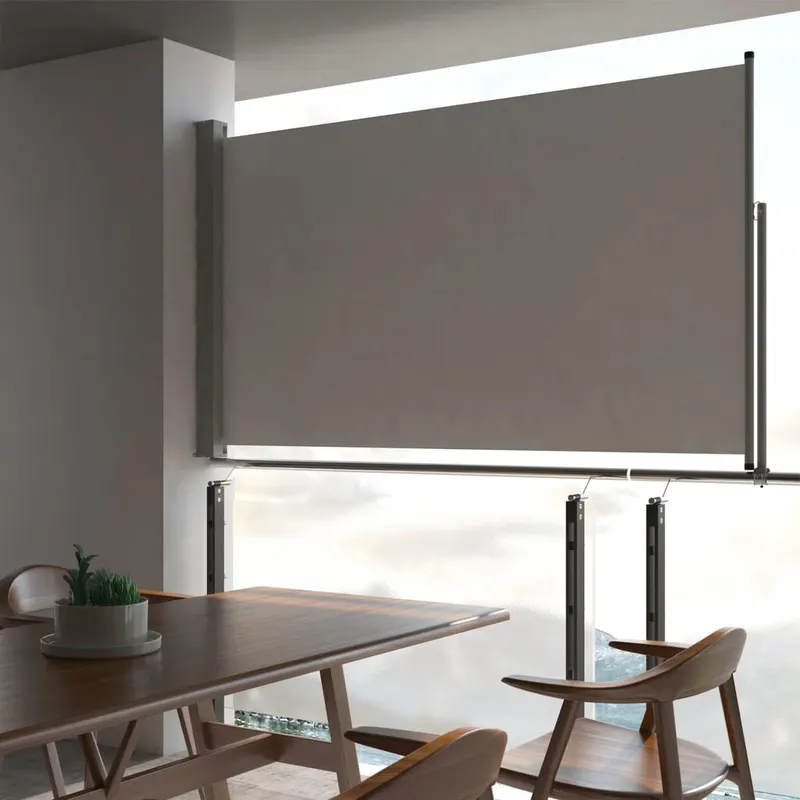 copertina laterala retractabila de terasa, gri, 140 x 300 cm