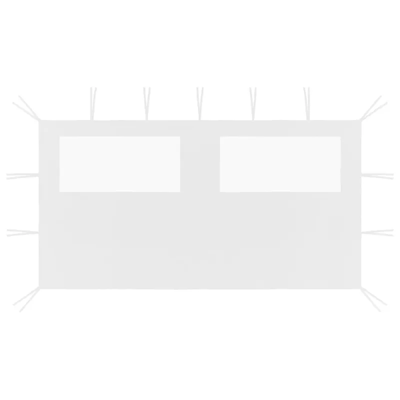 perete lateral foisor cu ferestre, alb, 4x2 m