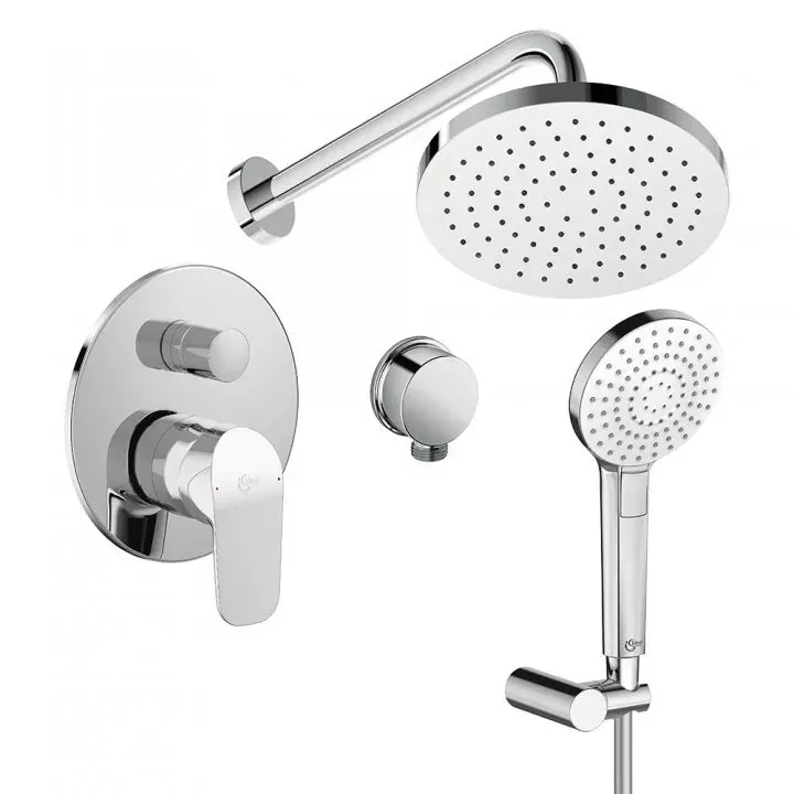 Sistem de dus Ideal Standard Ceraflex BC447AA, incastrat, 200 mm, para 110 mm, 1 functie, anti-calcar, crom