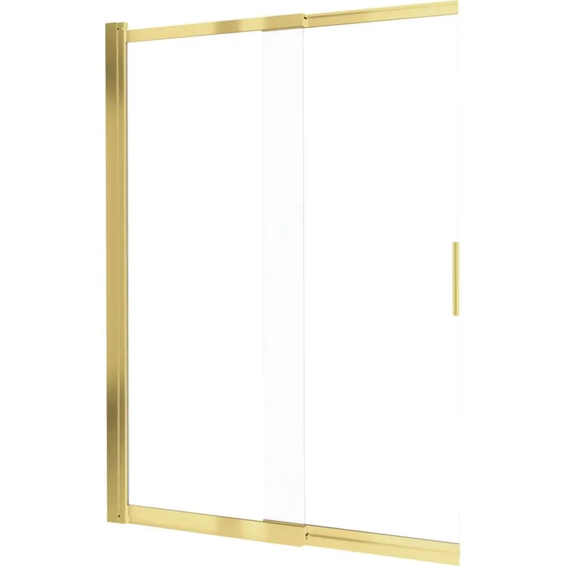 Paravan cada glisant sticla securizata, 100x140 cm, auriu lucios, Deante Prizma