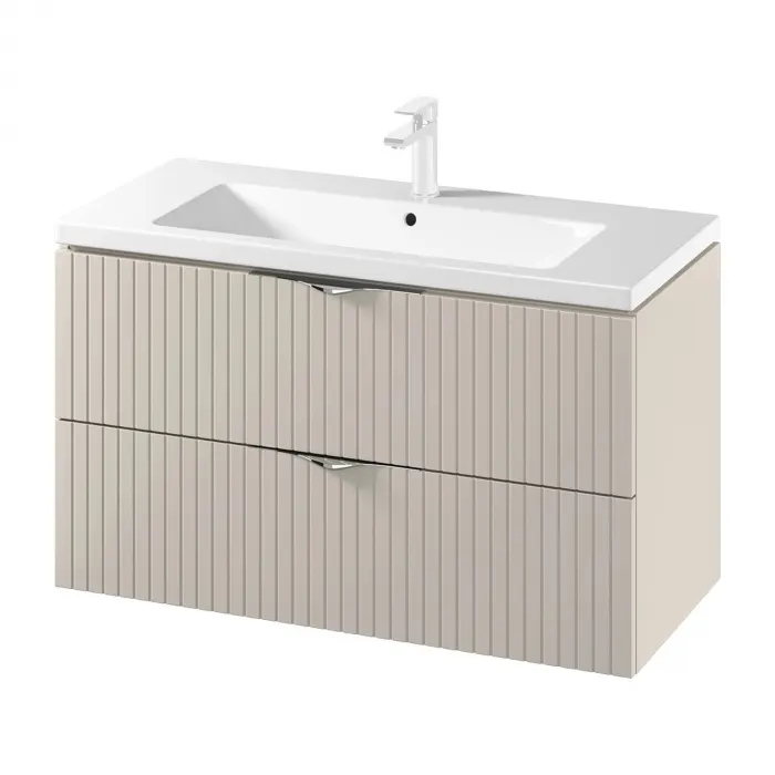 Set dulap baie suspendat 2 sertare lavoar inclus, 100 cm, casmir mat, MDF, Cersanit Tirso