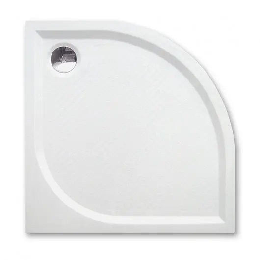 Cadita de dus semirotunda, din marmura, alba, 80x80x3 cm, finisaj anti-alunecare, Roth Dream-M