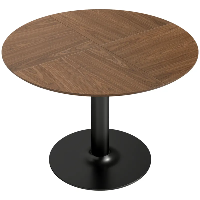 HOMCOM Masă rotundă de dining pentru 6 persoane, Ø110x78 cm, cu bază din oțel, maro cu efect de lemn