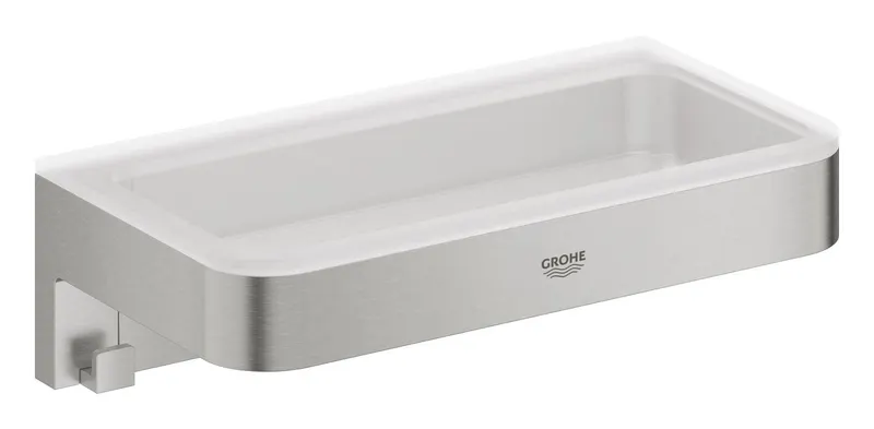 Etajera Grohe 41107DC0, Start Cube, pe perete, 200 x 100 mm, mat, otel satinat