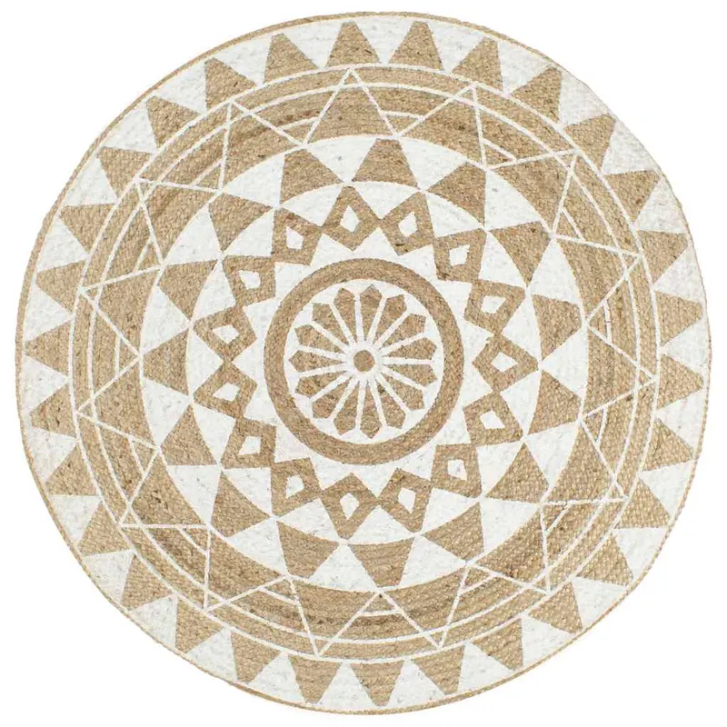 covor manual cu imprimeu alb, 90 cm, iuta