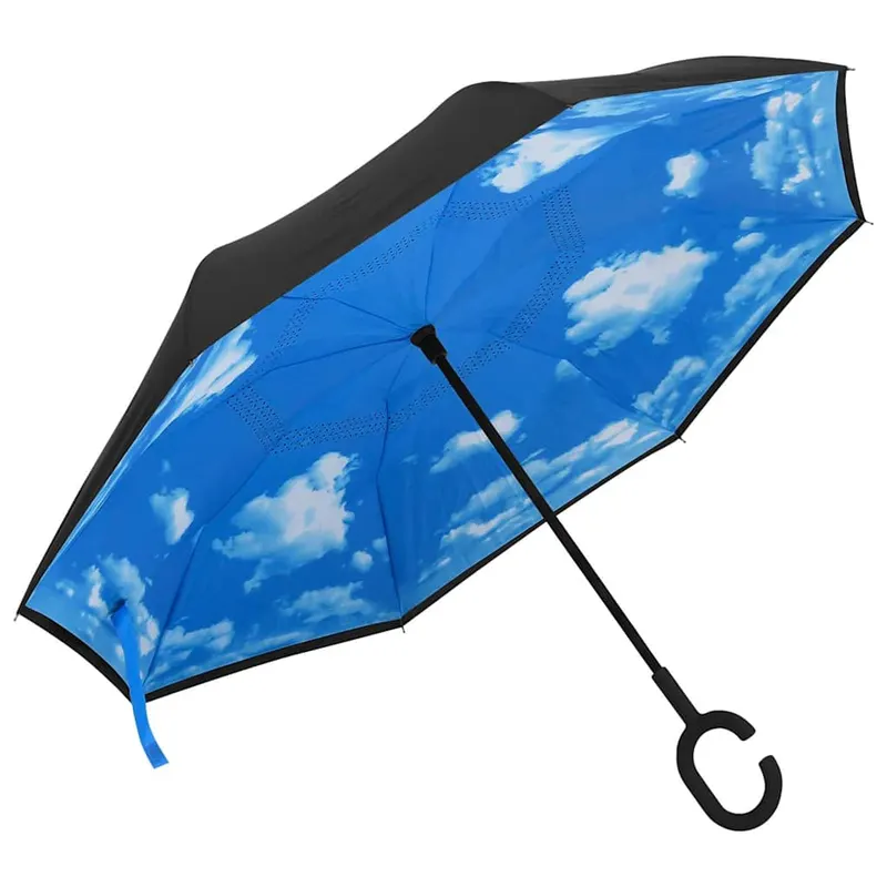 umbrela cu maner in forma de c, negru, 108 cm