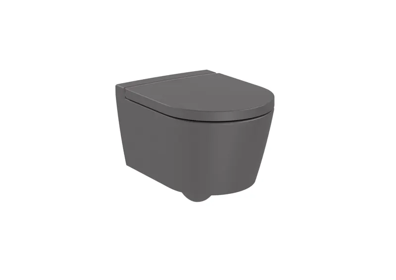 Vas WC Roca A346528640, Inspira Round, montaj suspendat, tip clatire jet de apa, tip evacuare orizontala, antracit