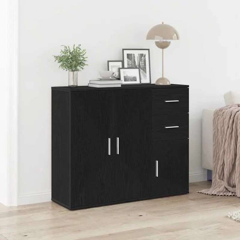 bufeta stejar negru 91x29,5x75 cm lemn prelucrat