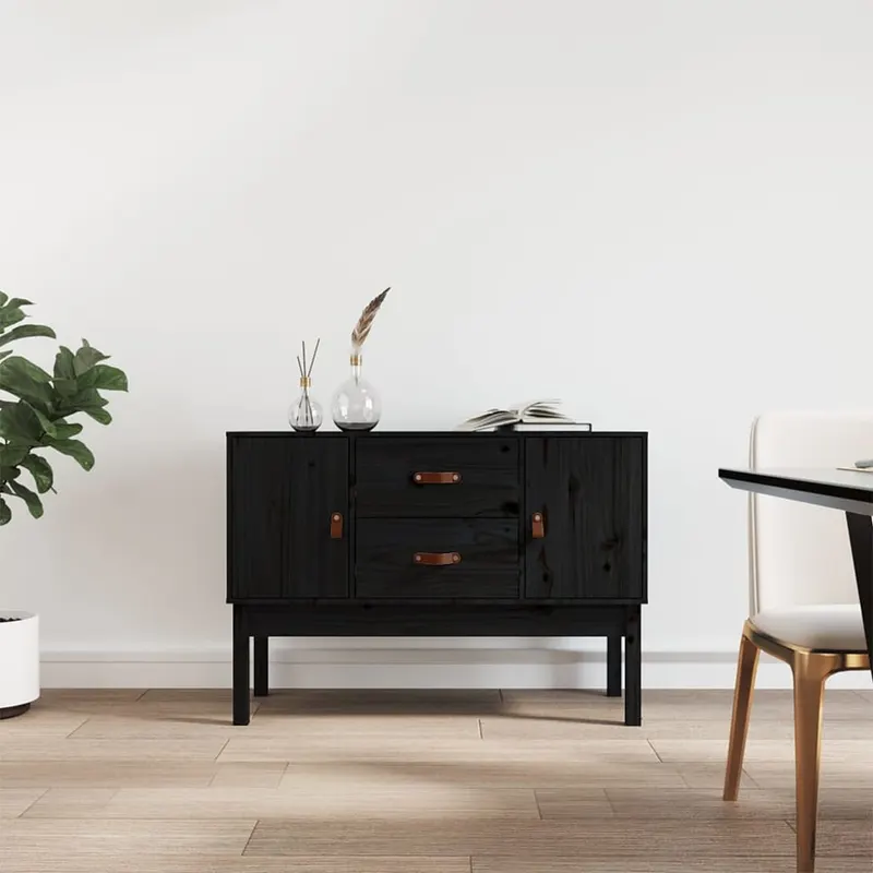 servanta, negru, 110x40x78 cm, lemn masiv de pin