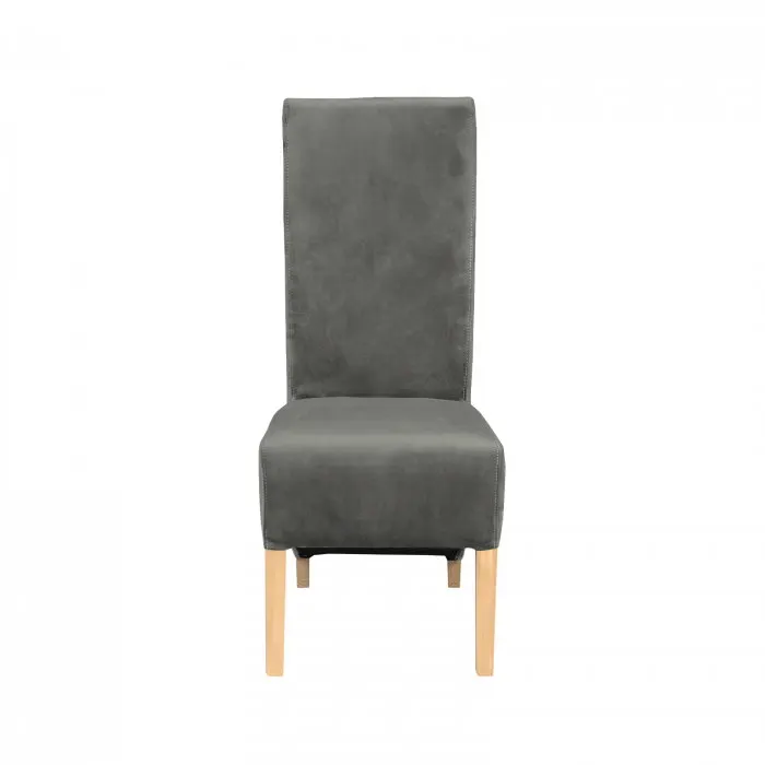 Scaun living VANESSA, picioare lemn natur, stofa gri deschis, 47x60x110 cm