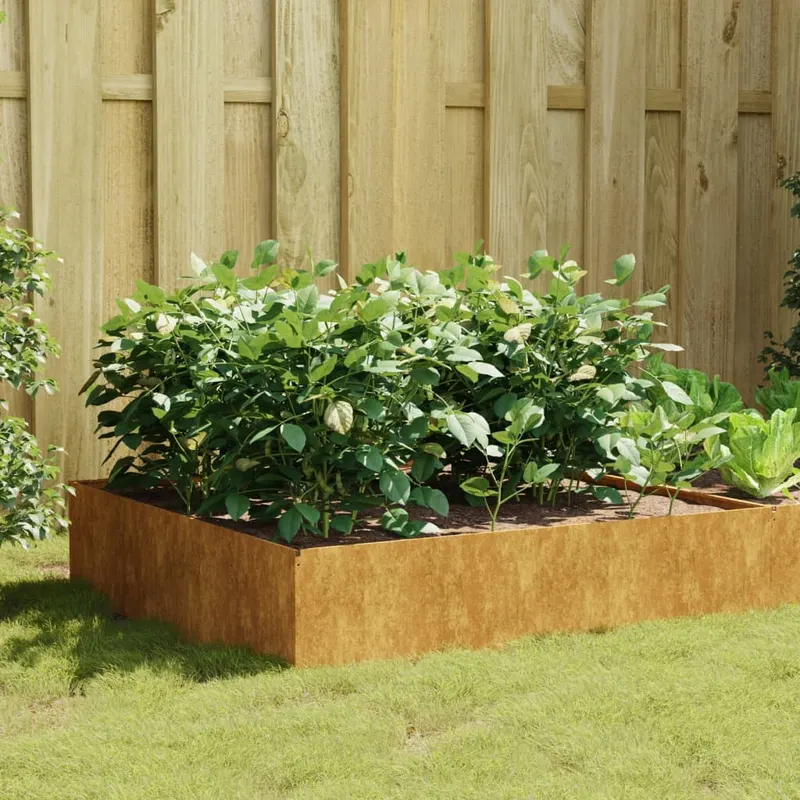 strat inaltat de gradina, 100x100x41 cm, otel corten