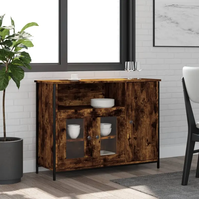 servanta, stejar fumuriu, 100x35x75 cm, lemn prelucrat