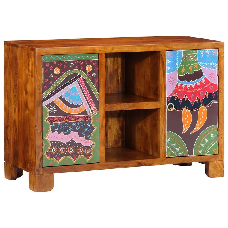 bufeta multicolor 90x35x60 din lemn masiv de salcam