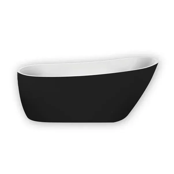 Cada freestanding Florida Natalia Black 152, 152x76x72 cm, ovala, cu instalatie completa, alb si negru