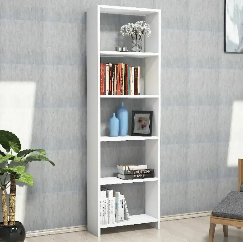 Biblioteca cu etajere carti, Design, alb, 160 x 50 x 20 cm, PAL