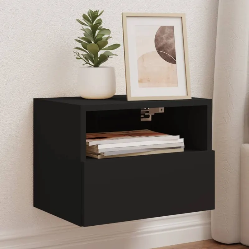 comode tv de perete, 2 buc., negru, 40x30x30 cm, lemn prelucrat
