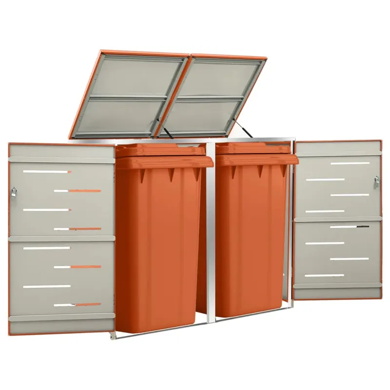 Magazie pentru doua pubele, 138x77,5x112,5 cm, otel inoxidabil