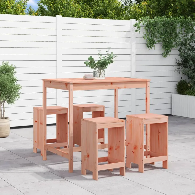 set bar de gradina, 5 piese, lemn masiv douglas