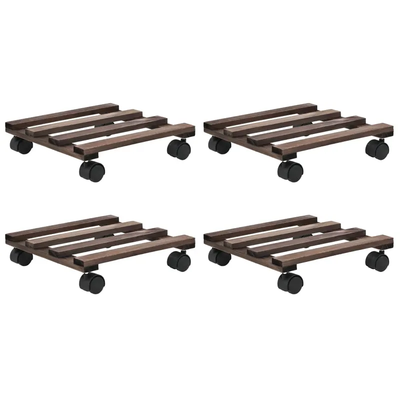 suport cu role pentru plante, 4 buc., 25x25 cm, lemn de cedru