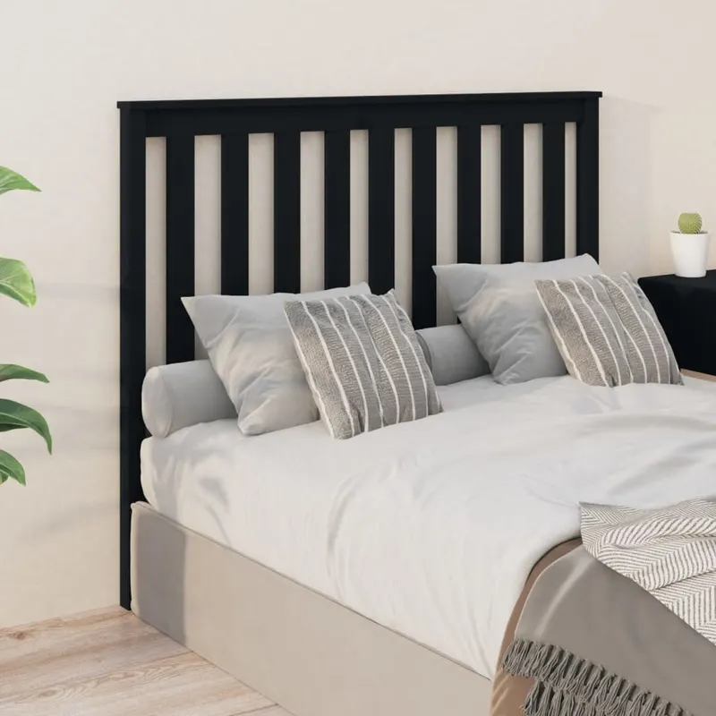 tablie de pat, negru, 126x6x101 cm, lemn masiv de pin