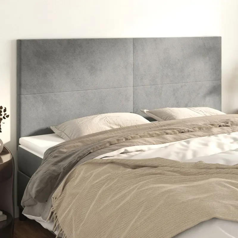 tablii de pat, 4 buc, gri deschis, 80x5x78/88 cm, catifea