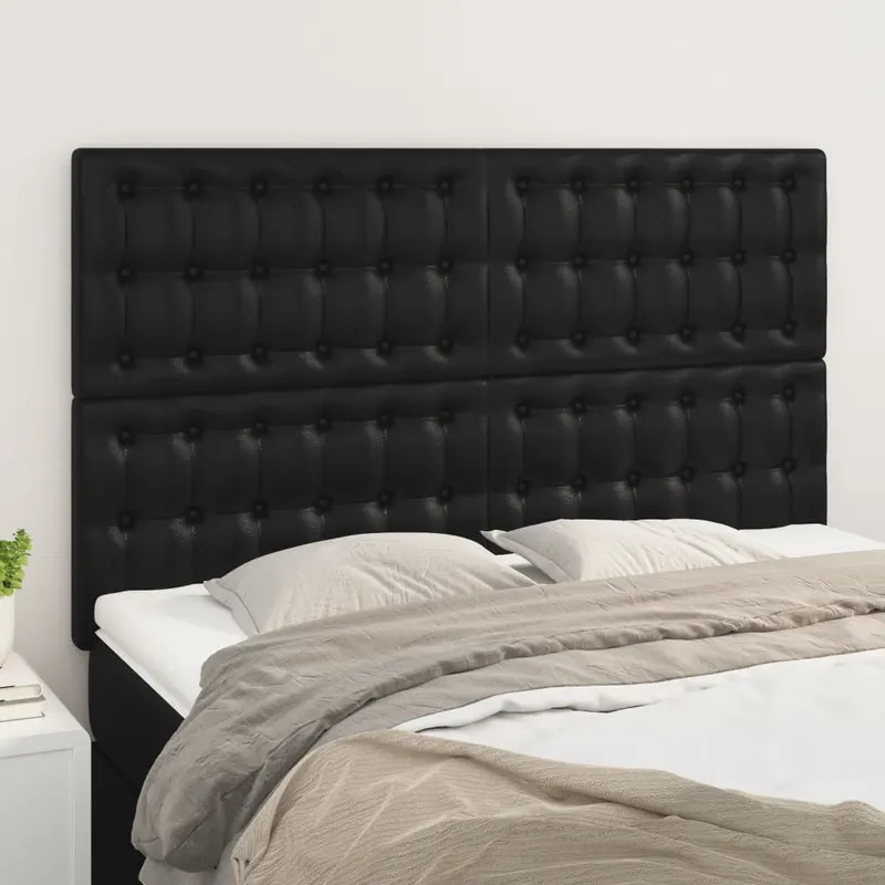 tablii de pat, 4 buc, negru, 72x5x78/88 cm, piele ecologica