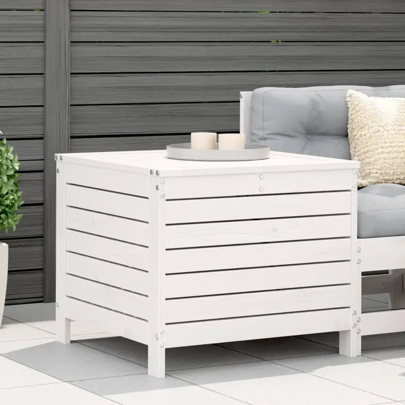 taburet de gradina, alb, 62x63,5x53,5 cm, lemn masiv pin