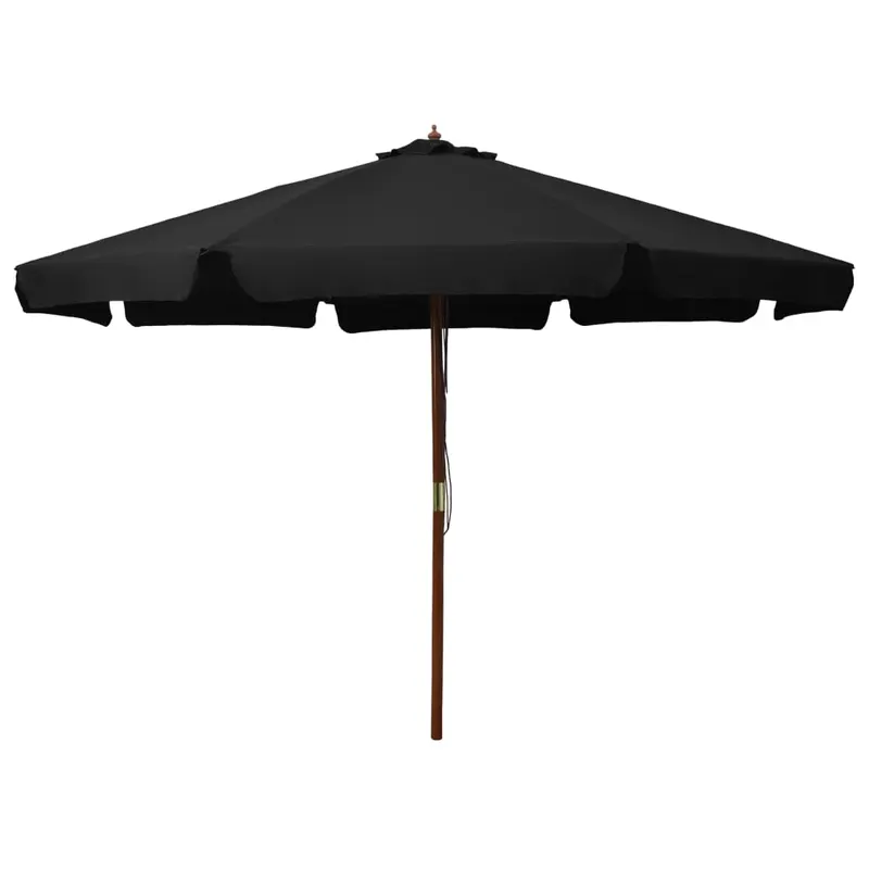 umbrela de soare de exterior, stalp din lemn, negru, 330 cm