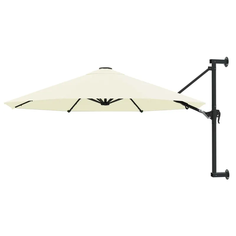 umbrela soare, montaj pe perete, stalp metalic, 300 cm, nisipiu