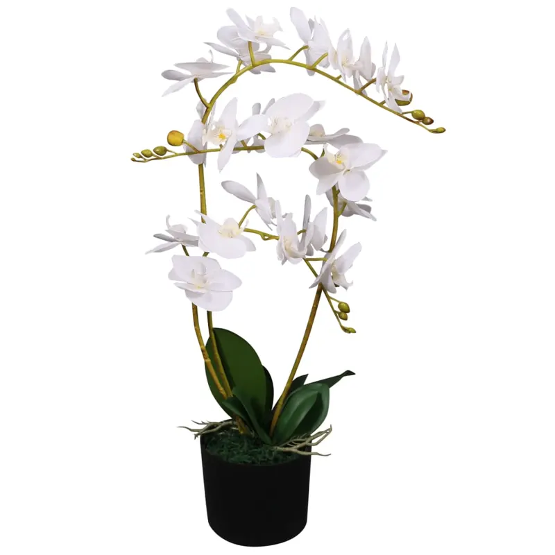 planta artificiala orhidee cu ghiveci, 65 cm, alb