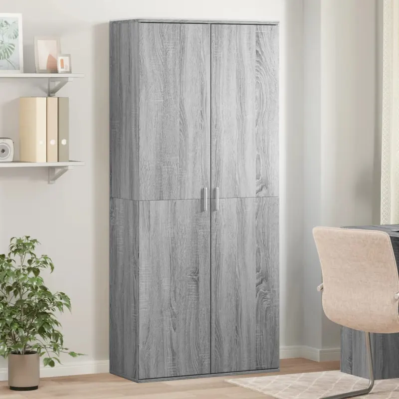 dulap inalt, gri sonoma, 80x35x180 cm, lemn prelucrat