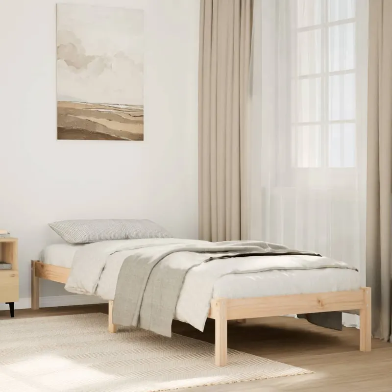 cadru pat foarte lung fara saltea, 100x220 cm, lemn masiv pin