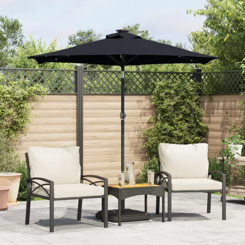 umbrela soare de gradina stalp din otel/led negru 225x225x212cm