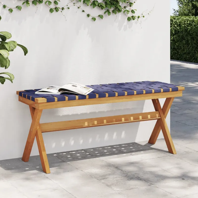 banca de gradina, albastru inchis, lemn masiv acacia/textil
